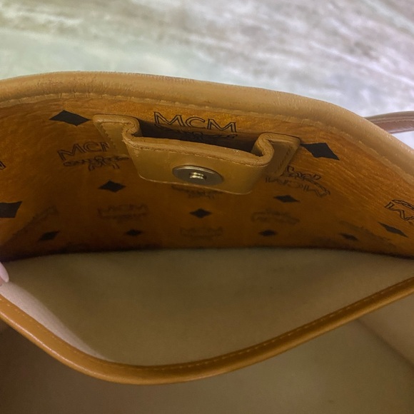 MCM Cognac Visetos Monogram Green Stripe Liz Shopper Tote - Picture 13 of 13